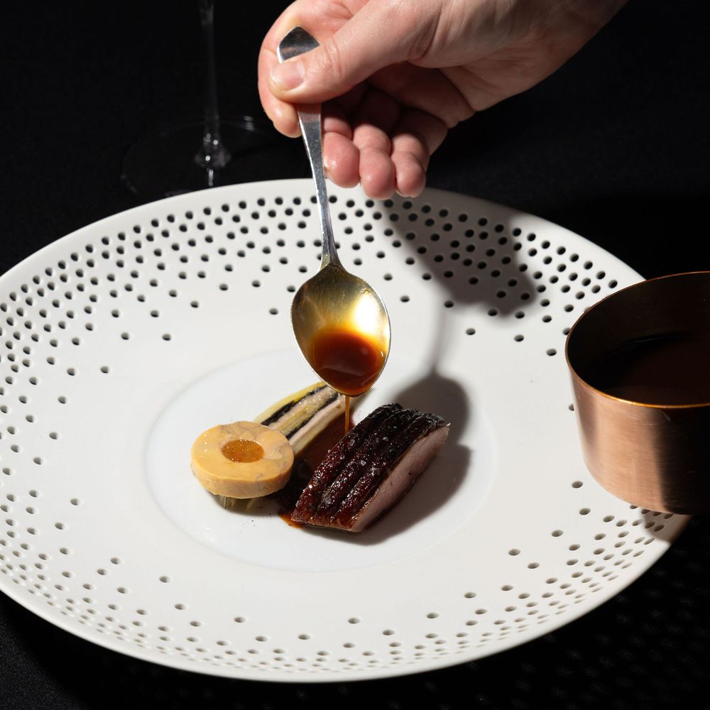 A plated course from Chef's Table at Brooklyn Fare.