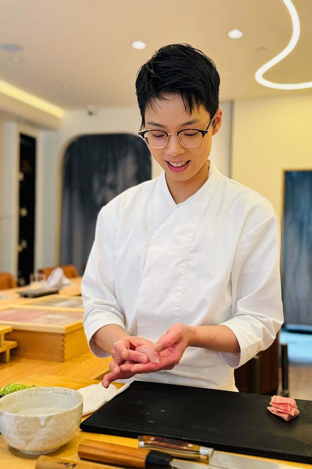 Chef Nikki Zheng at Sushi Akira.